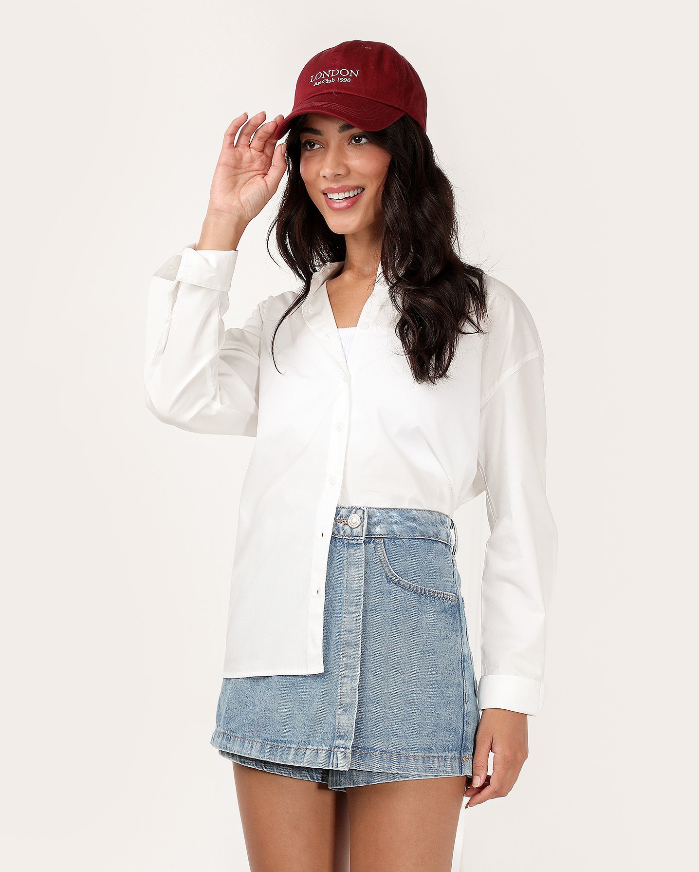 Short-saia jeans com abertura frontal denim médio | Pool Jeans