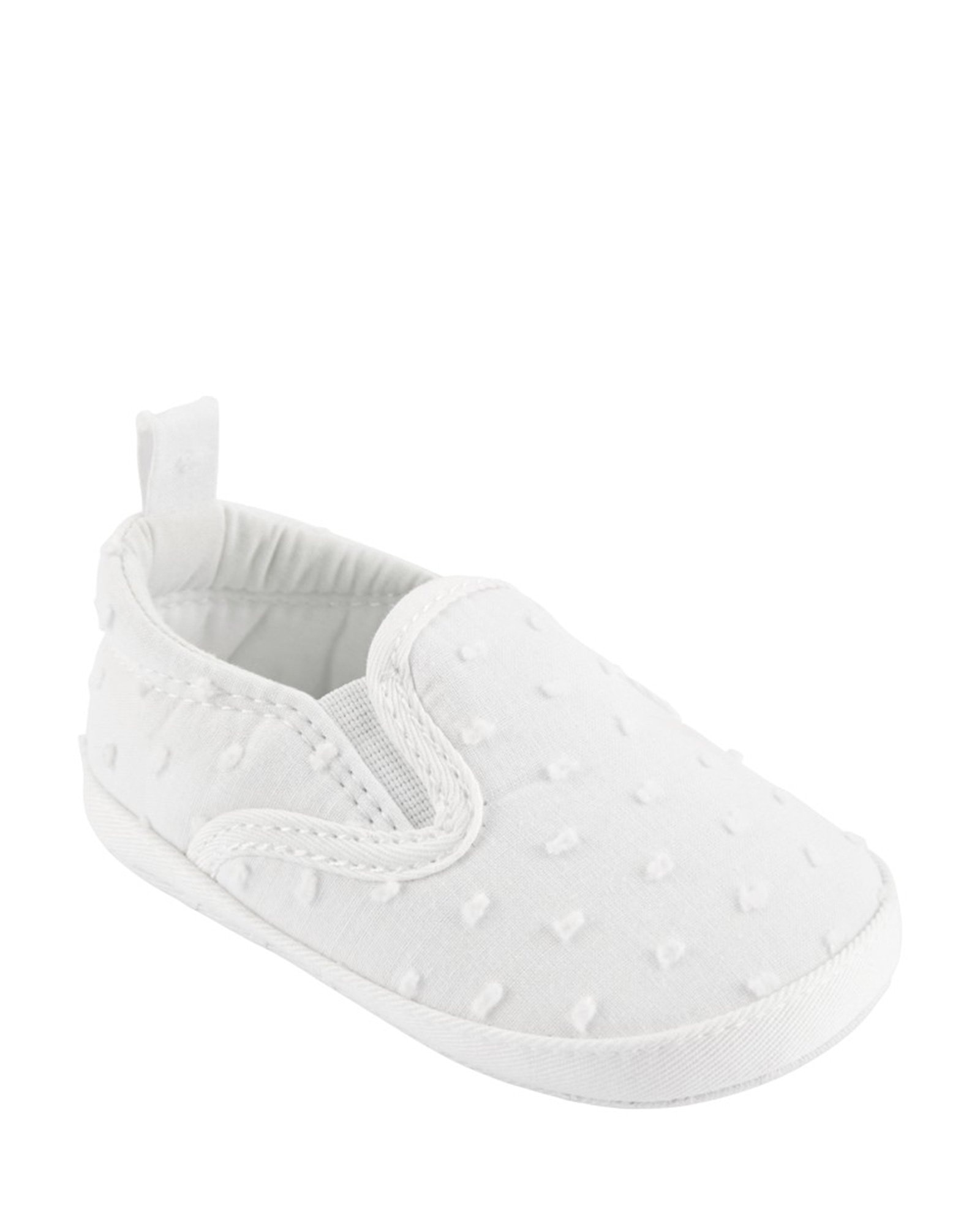 Tênis bebê slip on cano baixo com bolinhas branco | Carter's