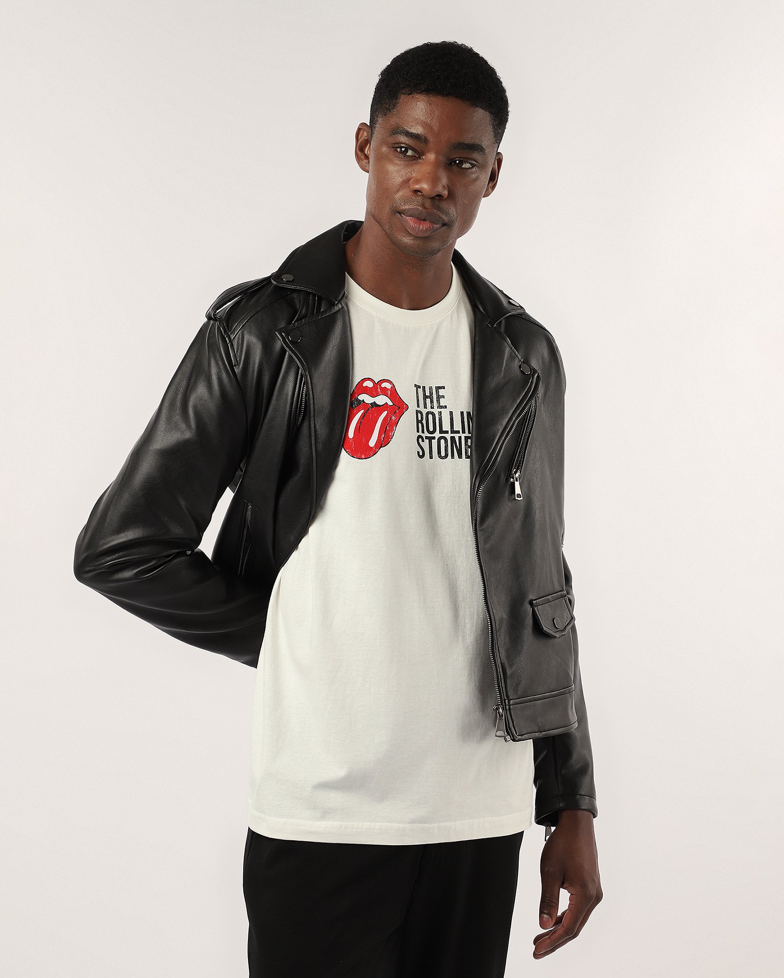 Camiseta masculina banda logo branca | The Rolling Stones