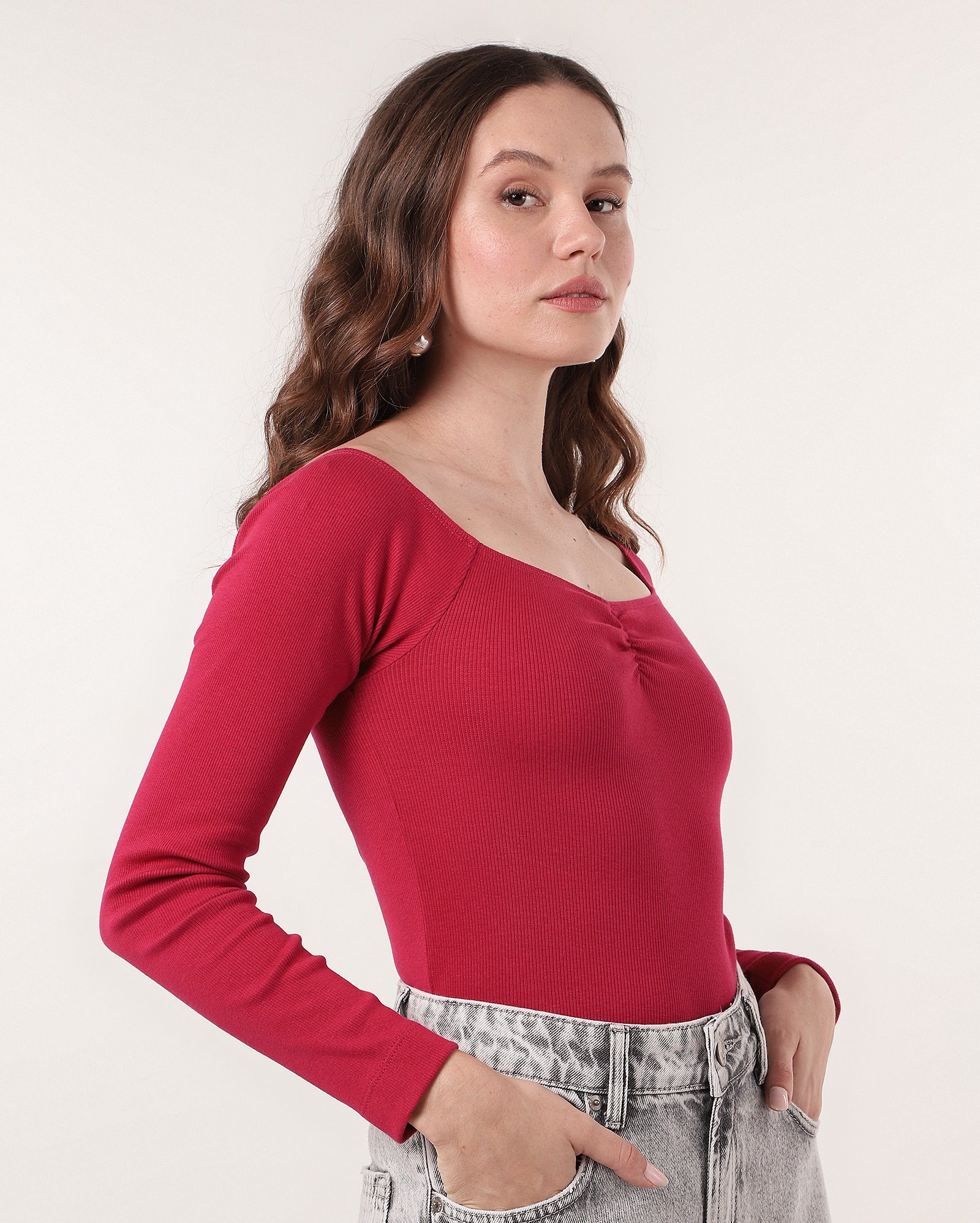 Blusa feminina Karidzia ombro a ombro canelada rosa | Pool