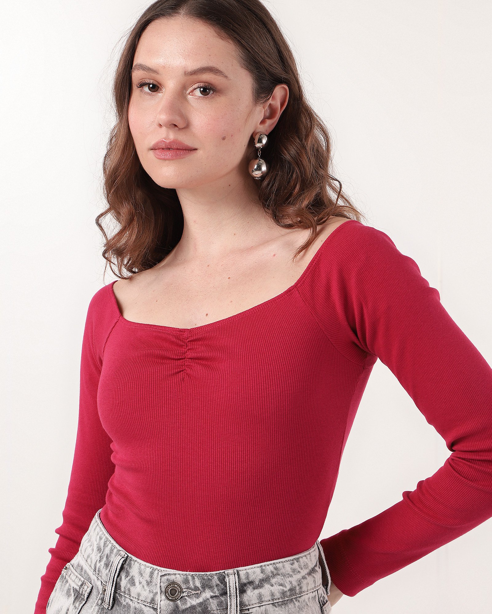 Blusa feminina Karidzia ombro a ombro canelada rosa | Pool — foto 4