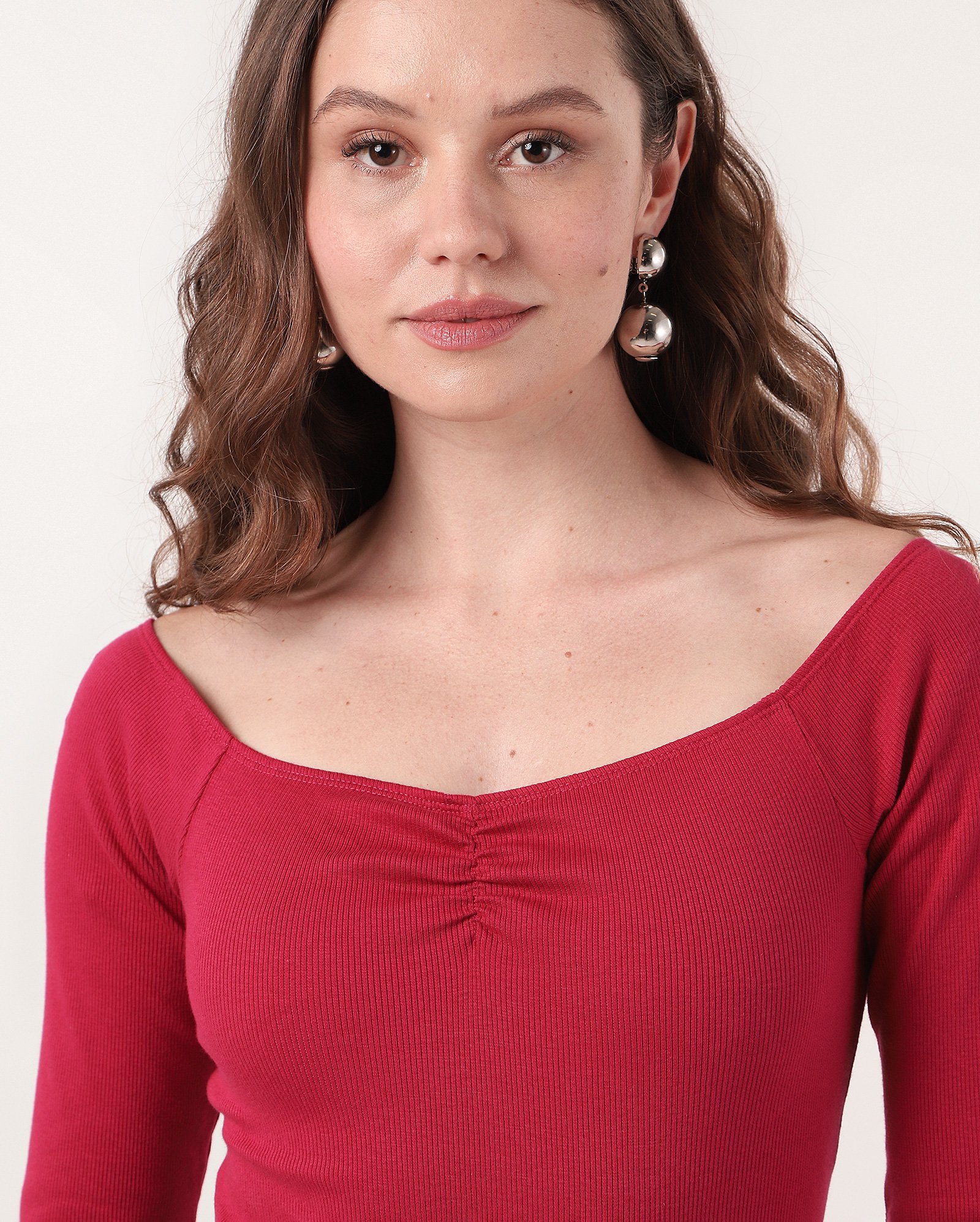 Blusa feminina Karidzia ombro a ombro canelada rosa | Pool — foto 3