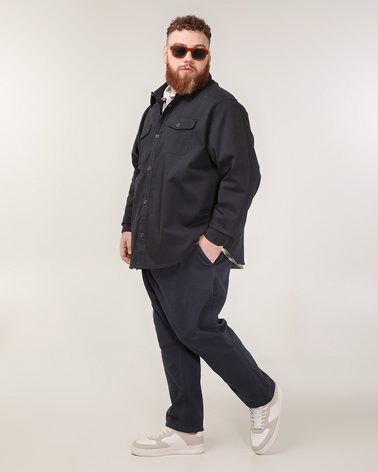 Calça sarja plus size masculina reta chino azul | Pool Jeans