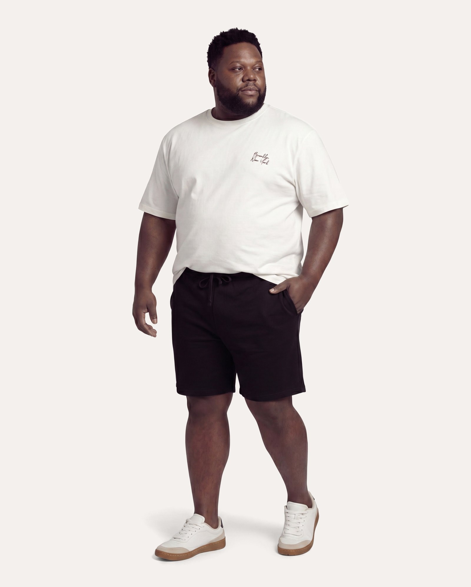 Bermuda sarja plus size masculina reta cós elástico - Preto