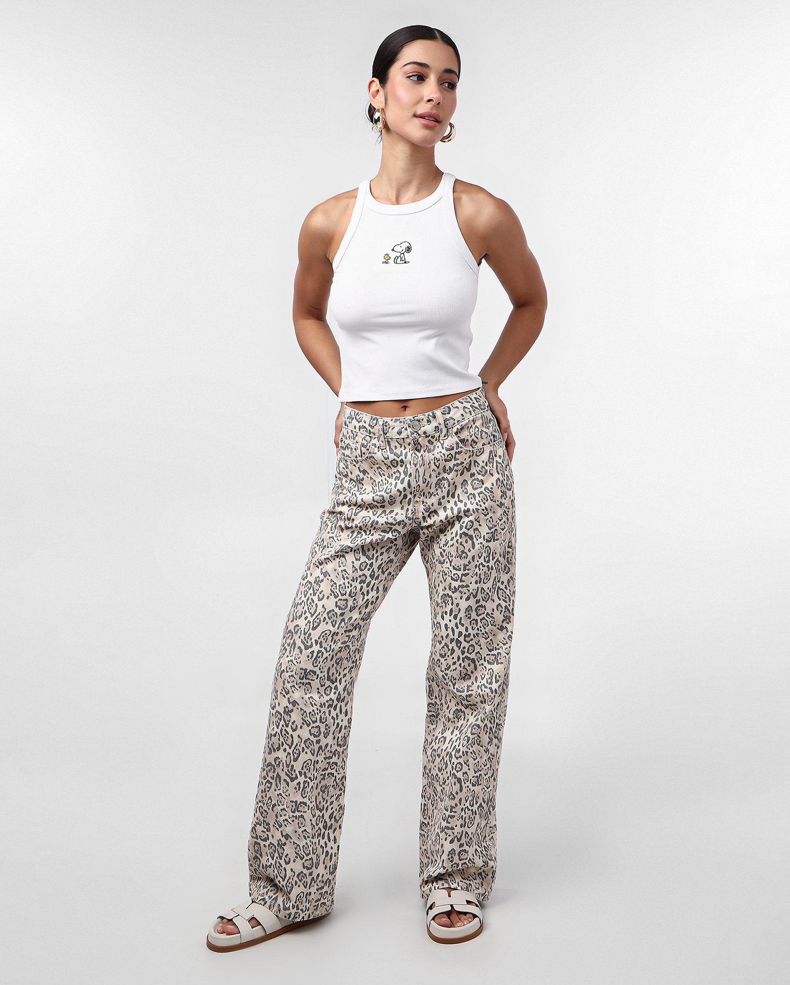 Regata feminina canelada Peanuts Snoopy branca | FANLAB