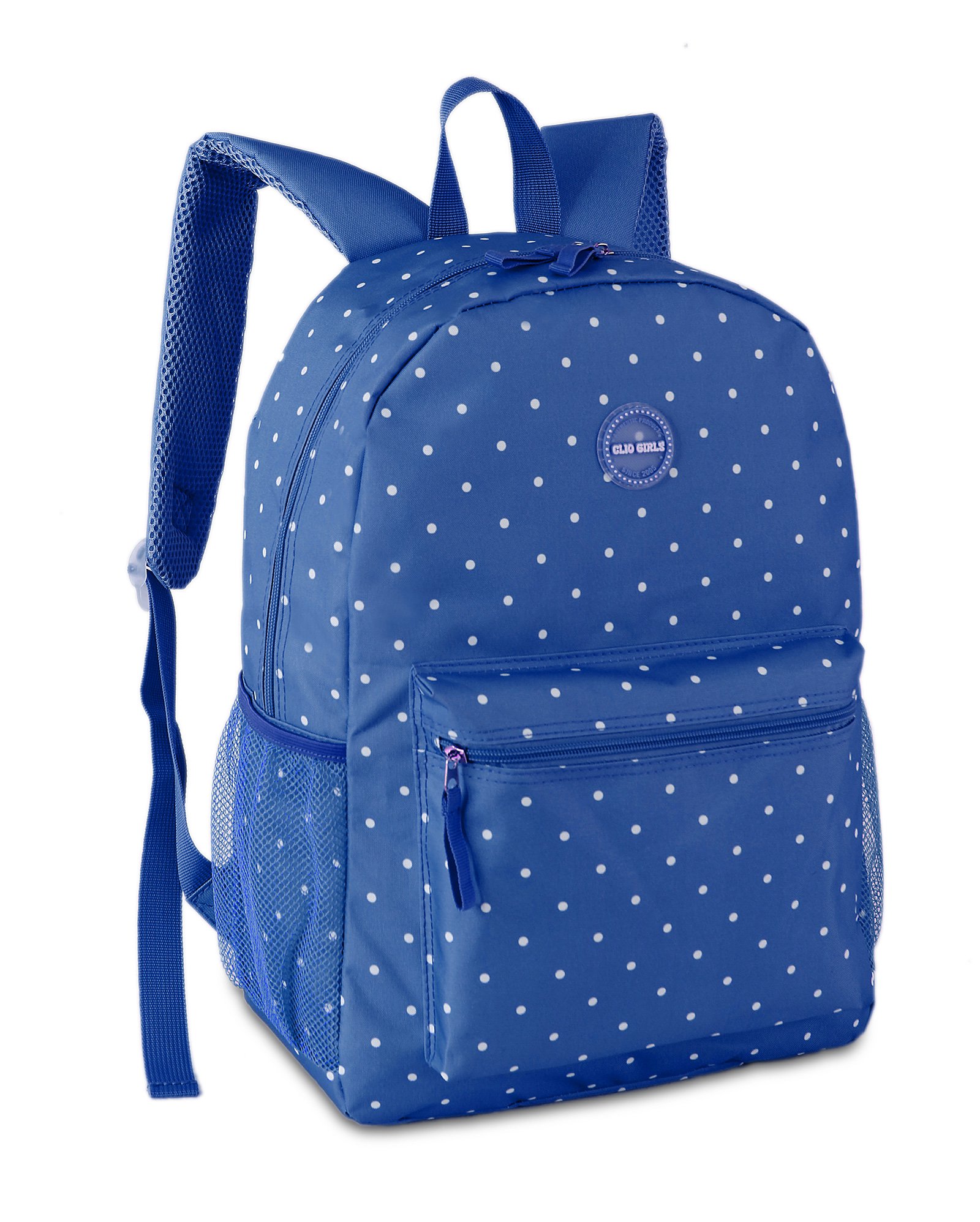 Mochila juvenil poá com bolsos rosa - Azul Escuro | Clio Style