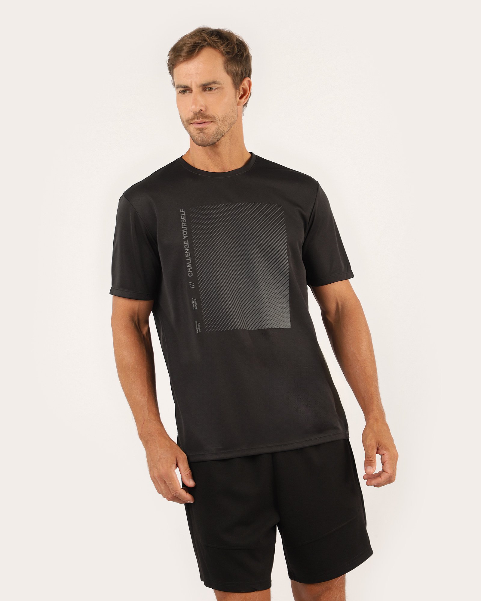 Camiseta masculina de treino regular - preta | Body Work