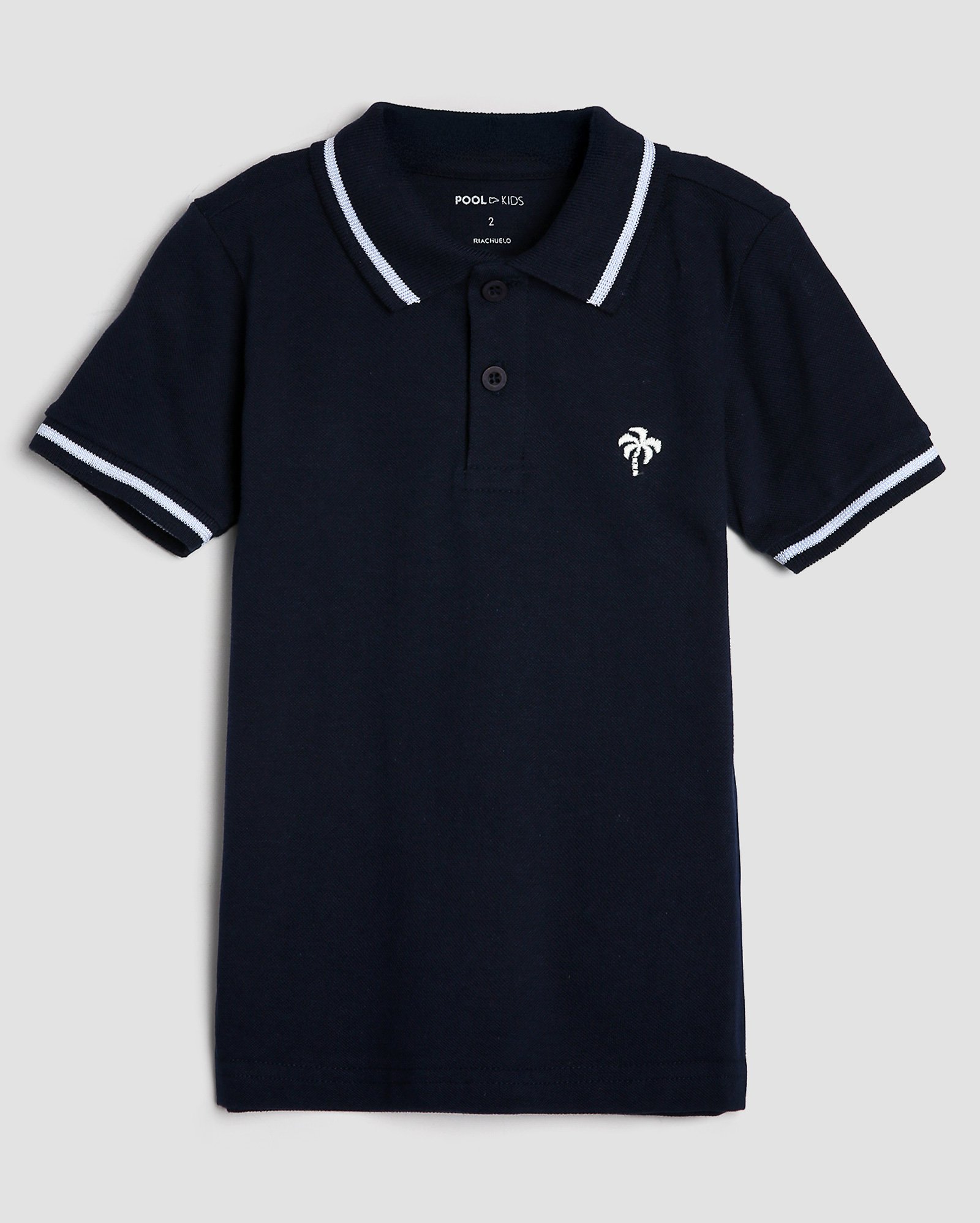 Camisa polo infantil com botão palmeira 1-4A azul - Azul Escuro | Pool Kids