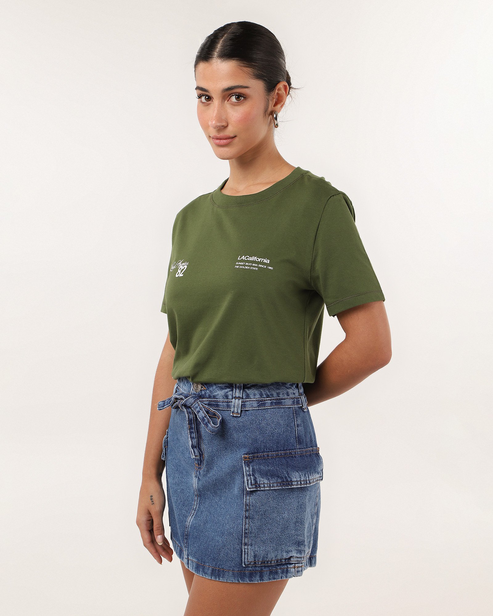 Mini saia jeans bolsos cargo com amarração denim médio | Pool Jeans