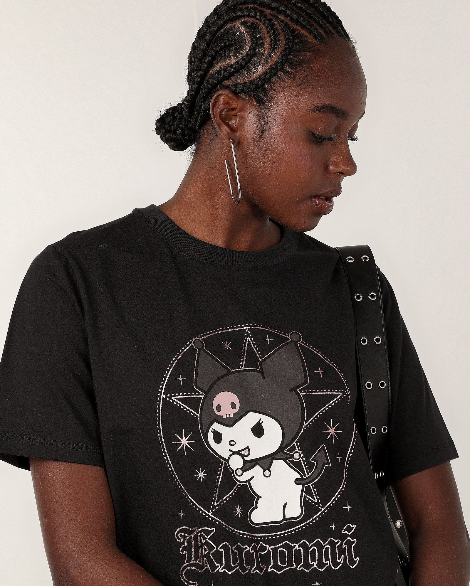 Riachuelo | Camiseta cropped manga curta Kuromi preta | Sanrio