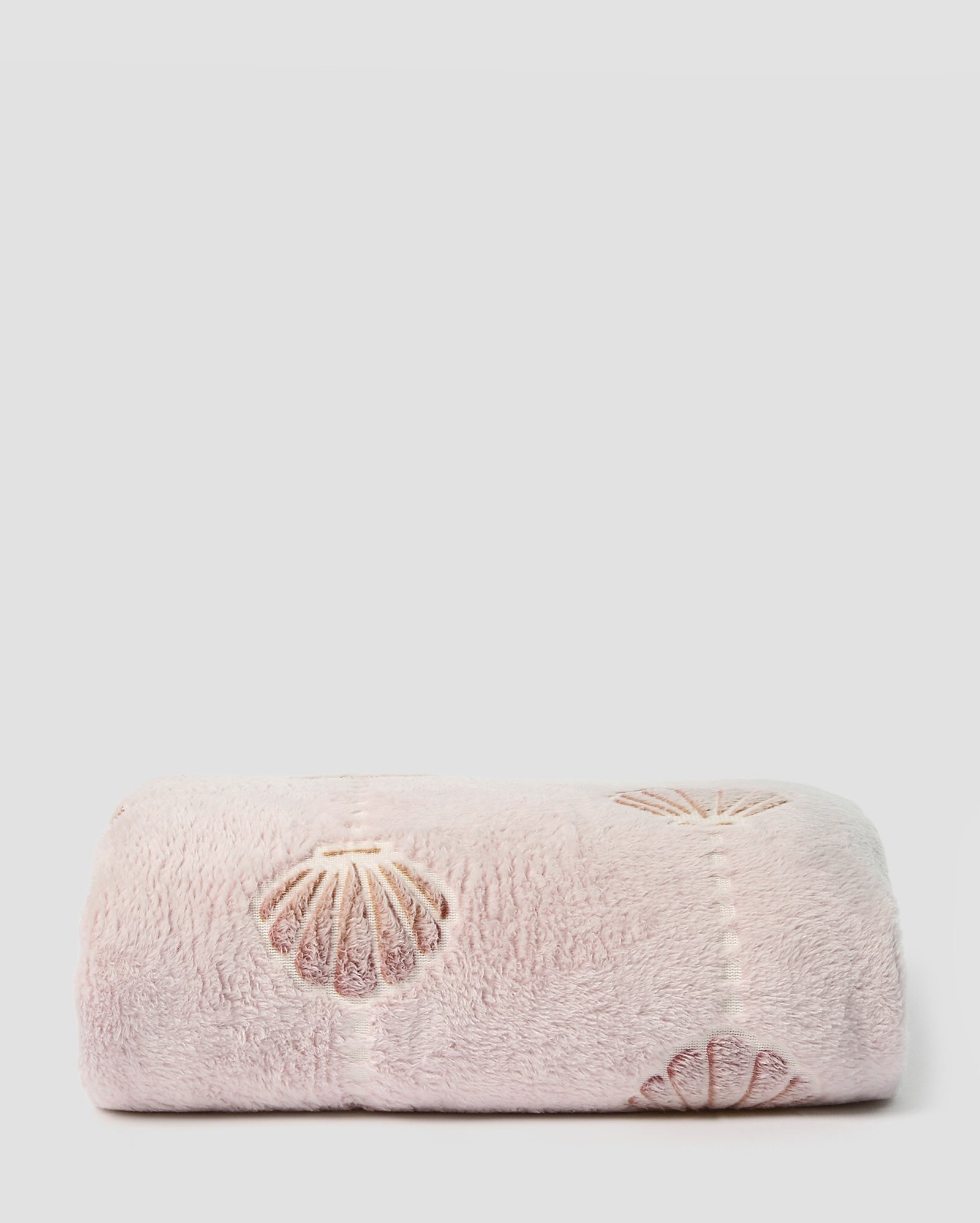 Manta solteiro flannel mar de encantos shine conchas rosa | Casa Riachuelo
