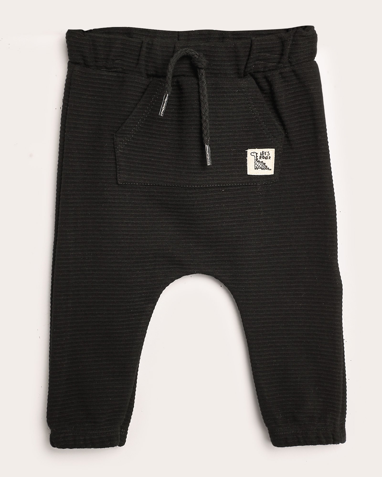 Calça bebê saruel com bolso e amarração preta | Baby Way