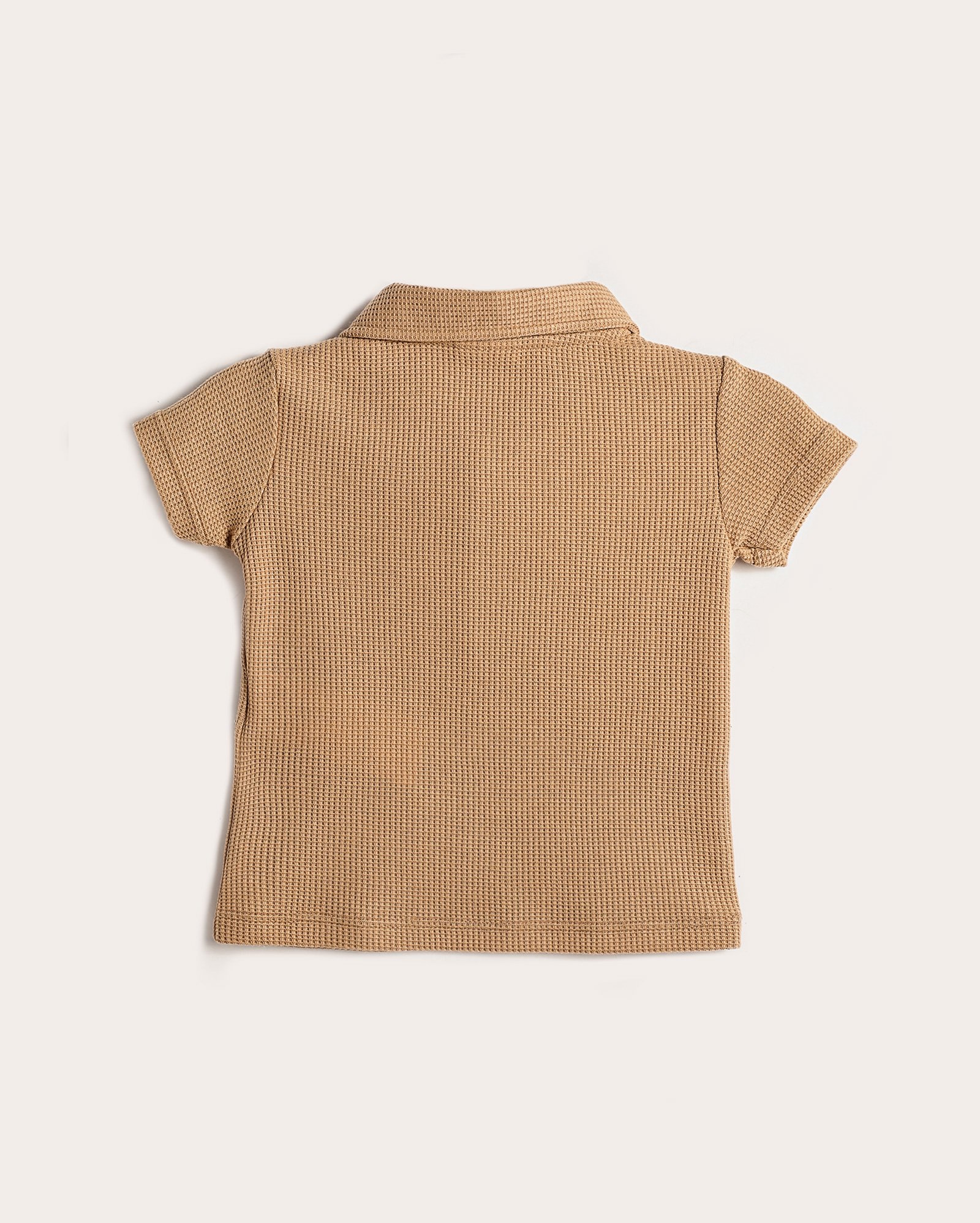 Camisa polo bebê manga curta pontilhada bege | Baby Way