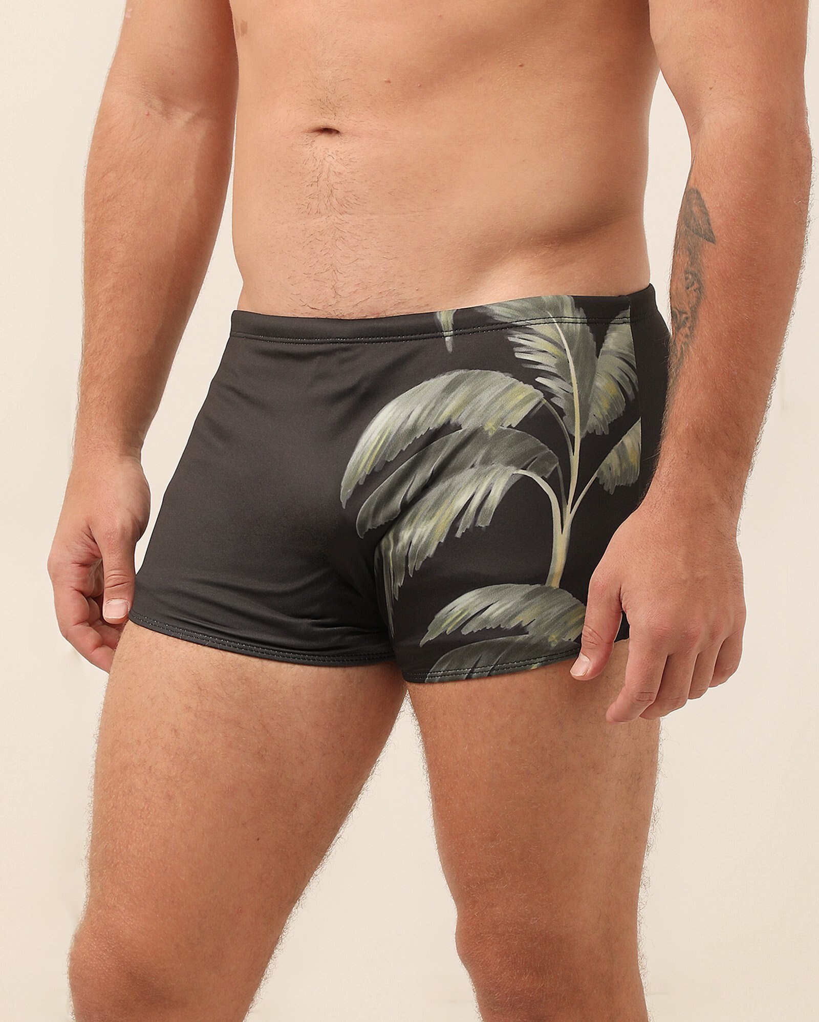 Sunga boxer estampa de folhagens preta | Pool