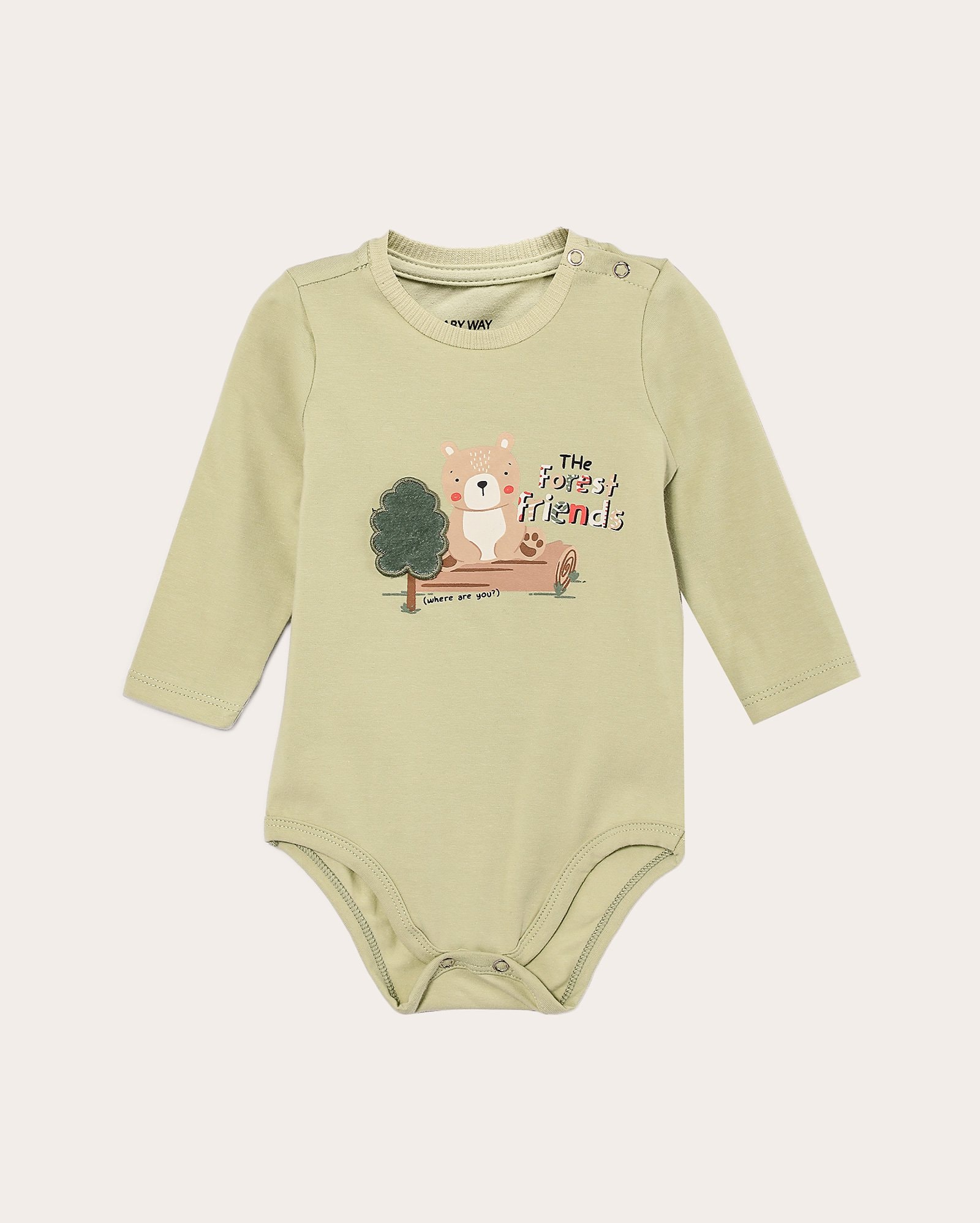 Body bebê manga longa interativo the forest friends verde