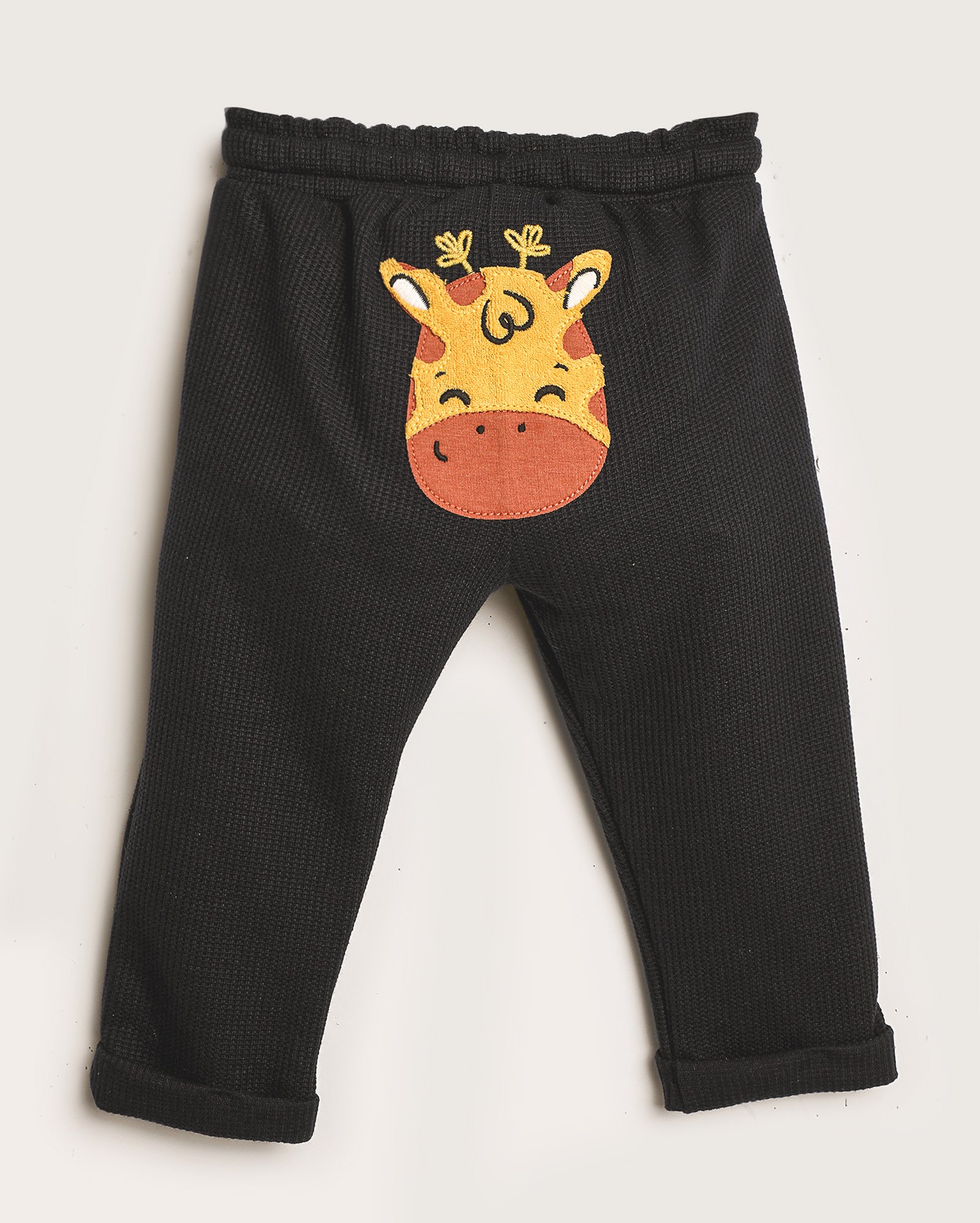 Calça bebê piquet cós de elástico girrafa azul | Baby Way