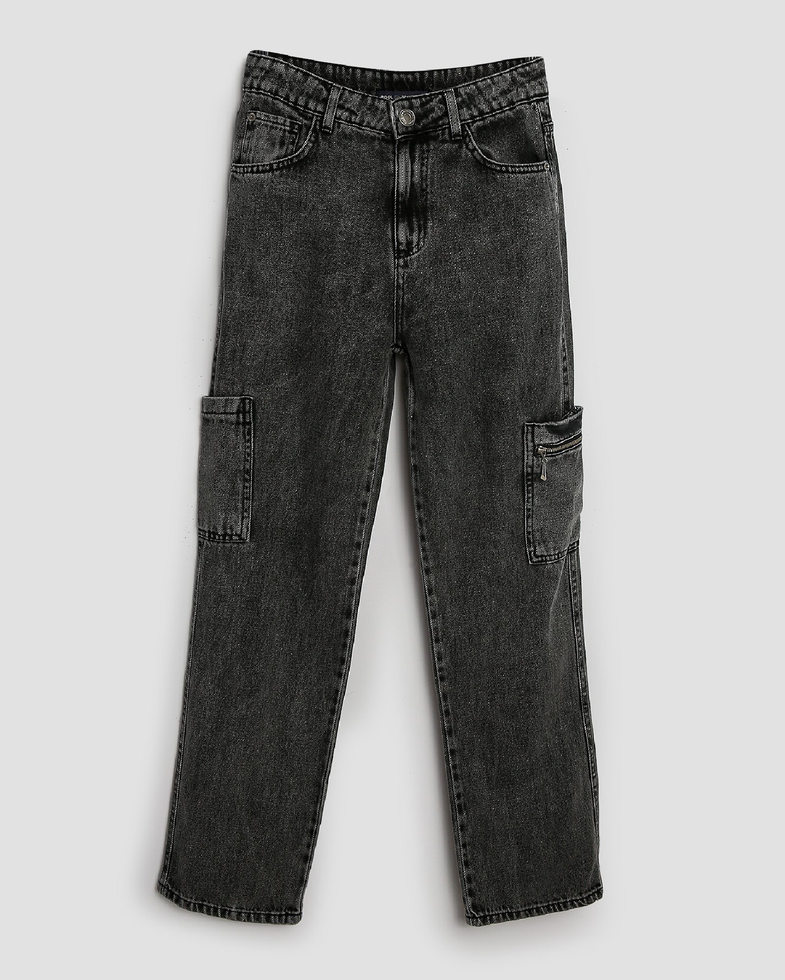 Calça black jeans juvenil reta bolsos cargo estonada | Pool