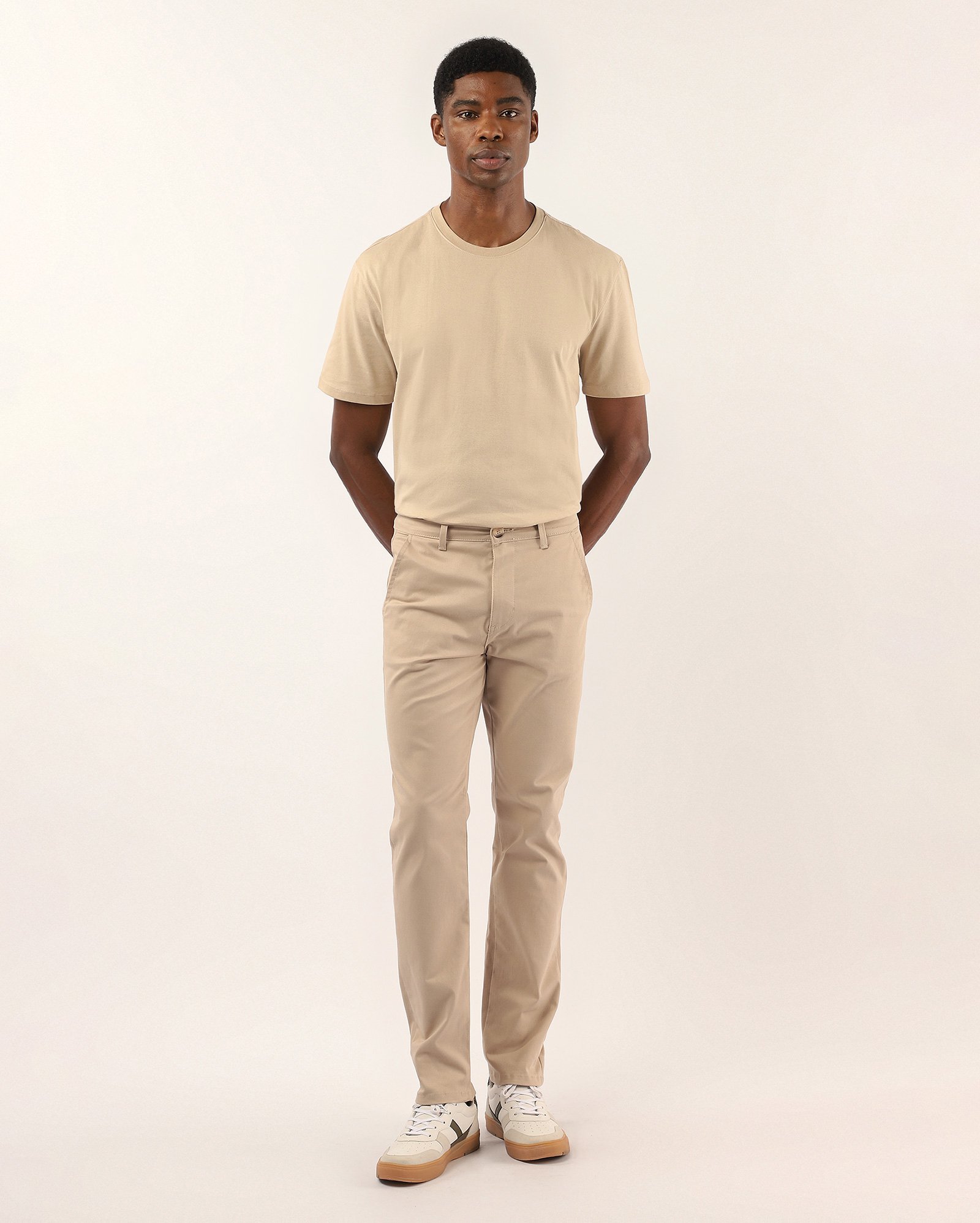 Calça sarja masculina slim chino - Bege | Pool Jeans