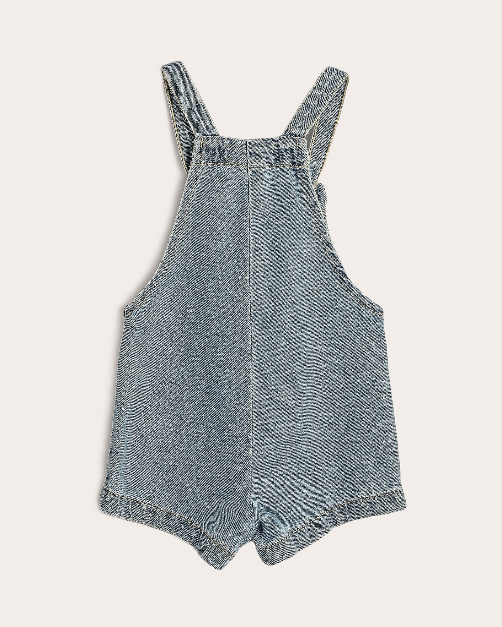 Jardineira jeans infantil bordado borboleta 1-4A denim claro | Pool Kids