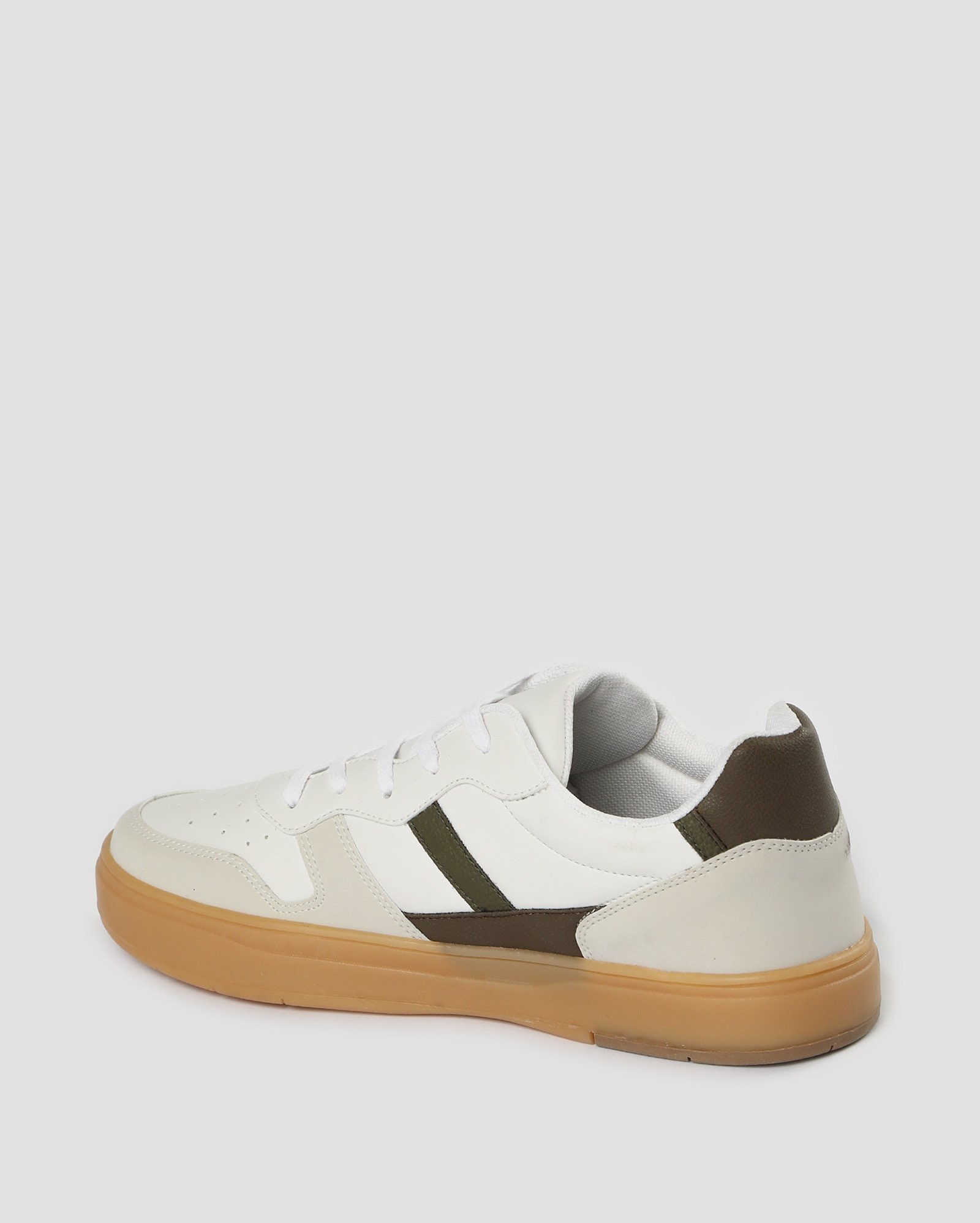 Tênis masculino casual cano baixo pespontado branco