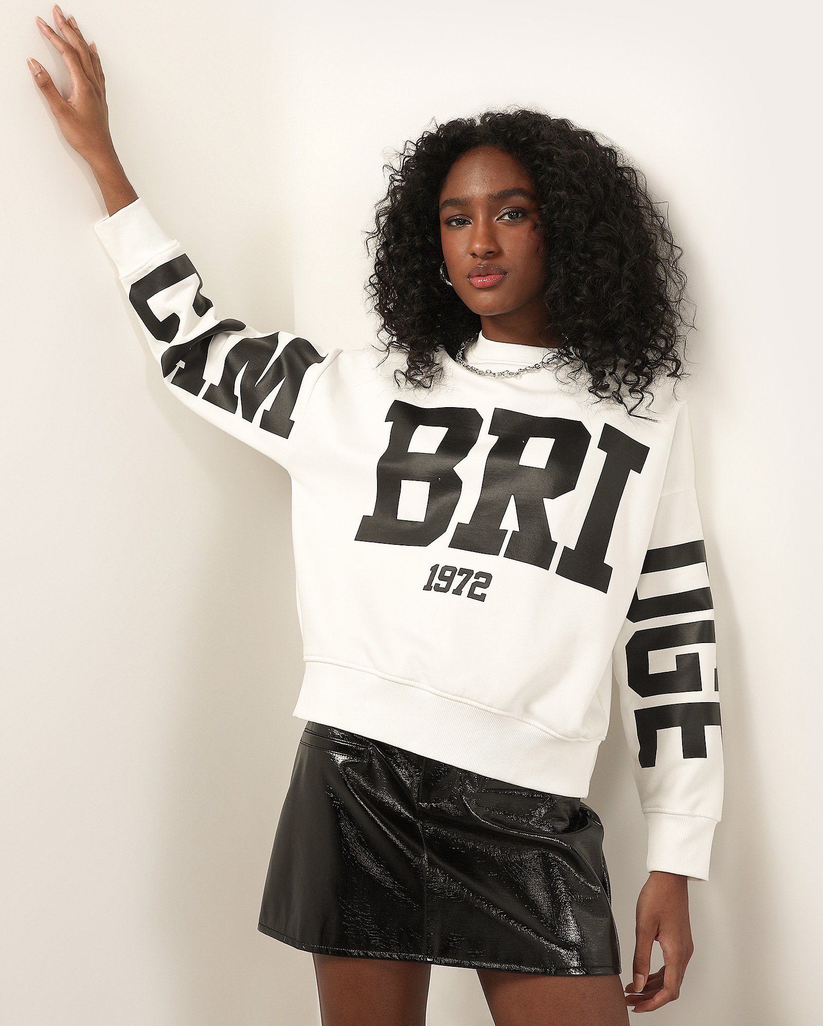 Blusa de moletom feminina com felpa NY 95 - Branco