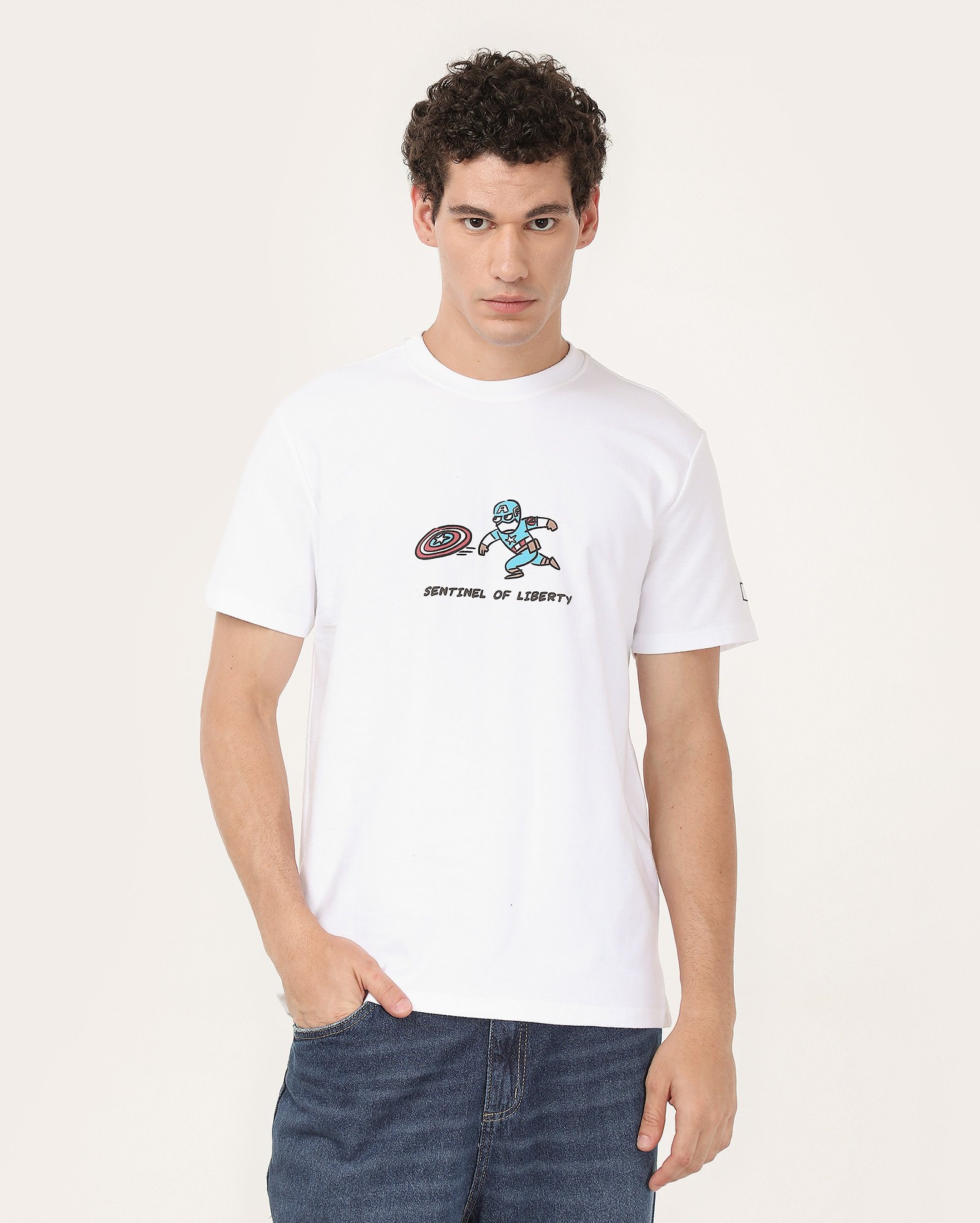 Camiseta masculina Marvel Capitão América branca | FANLAB