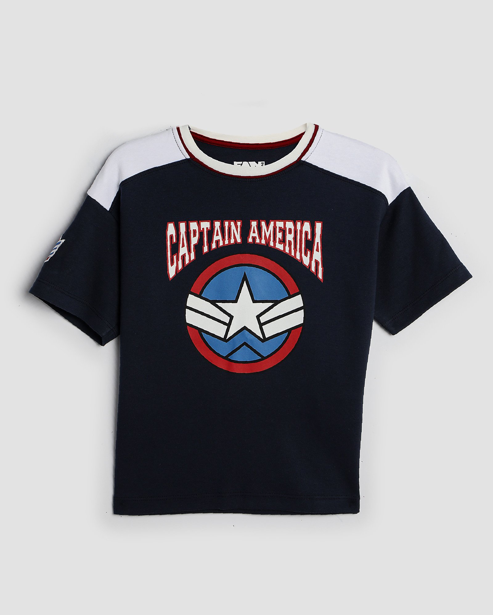 Camiseta infantil oversized Capitão América 2-8A azul | FANLAB