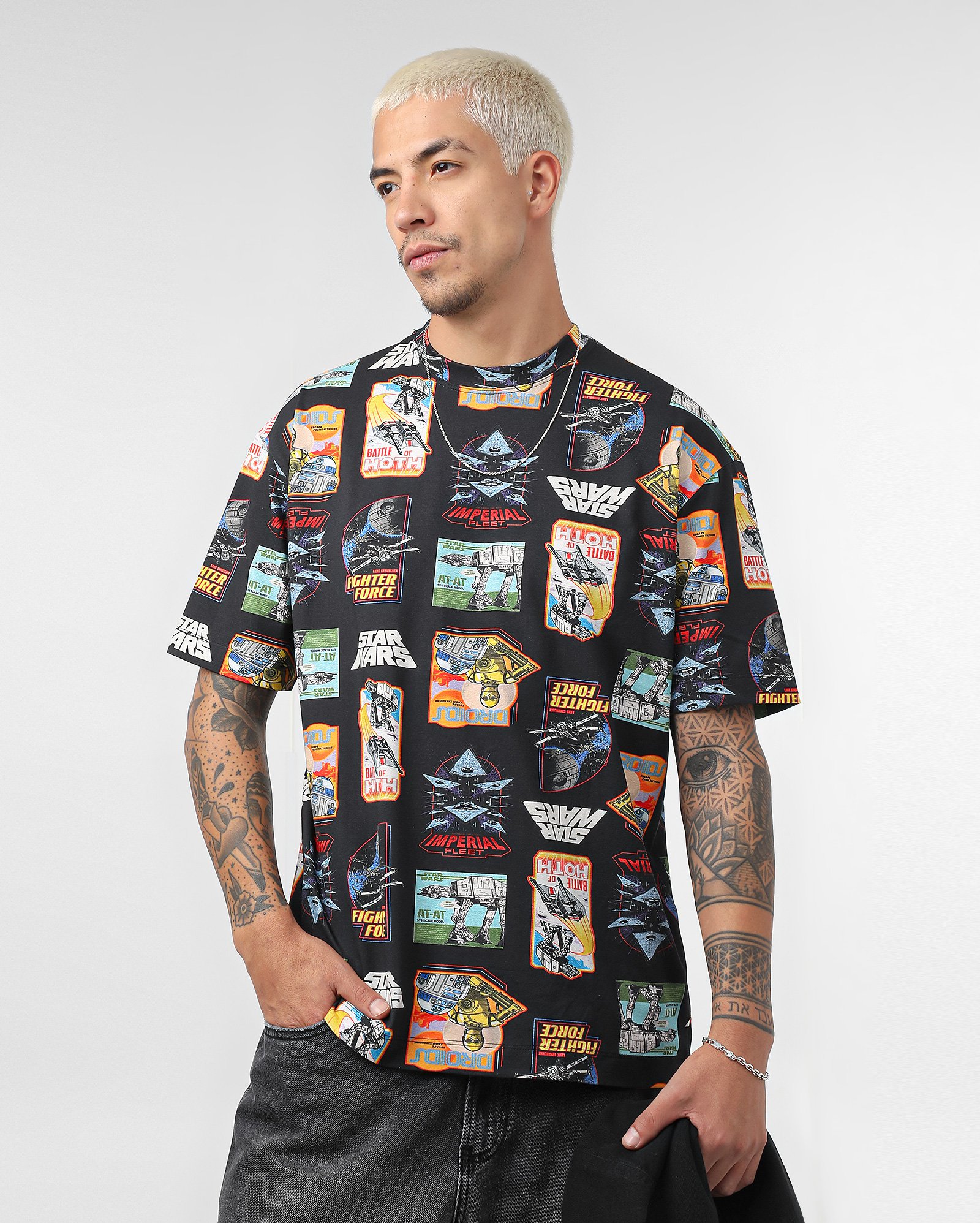 Camiseta masculina ícones Star Wars preta | FANLAB