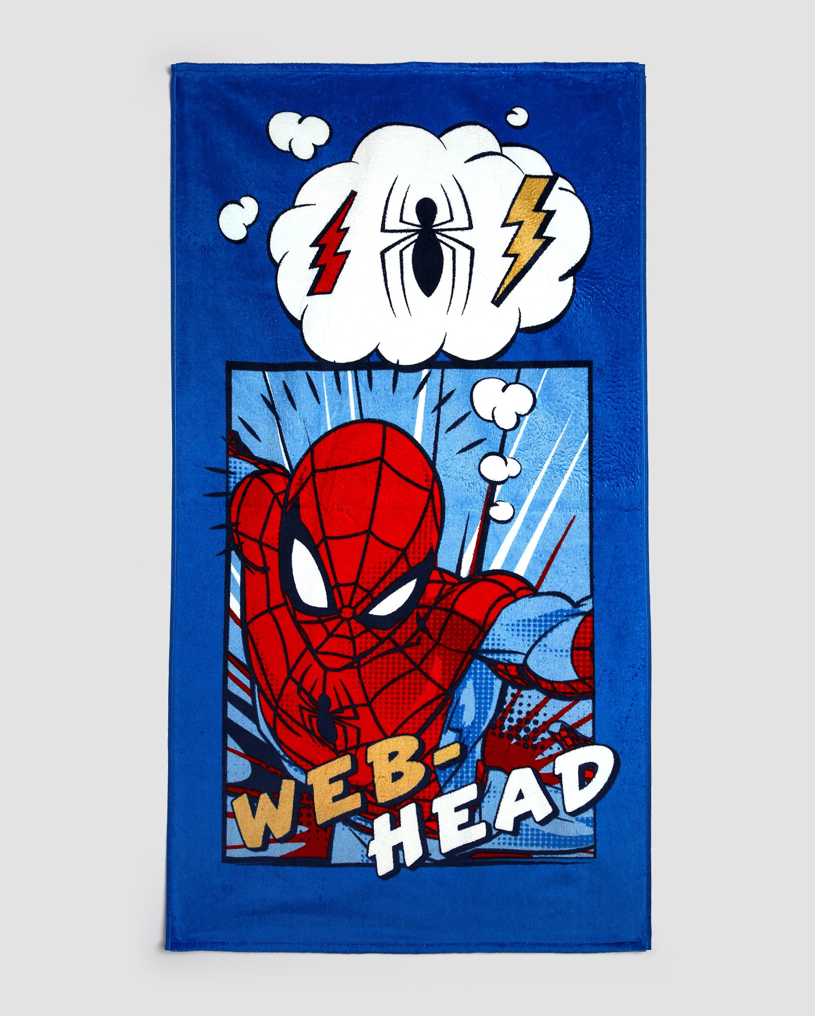 Toalha de banho velour infantil estampa Homem-Aranha web-head azul| Marvel