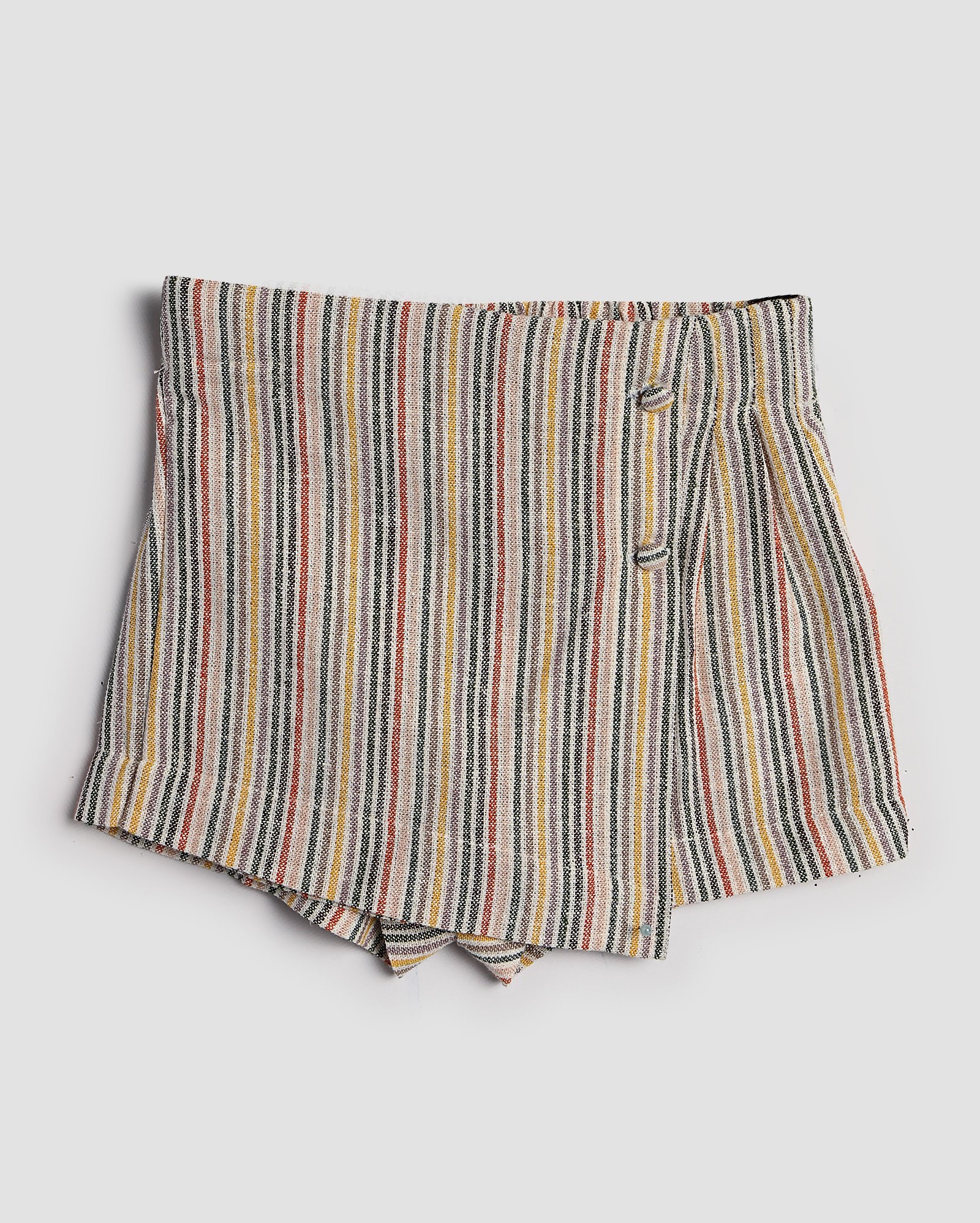 Short-saia bebê viscolinho listrado com botões multicor | Baby Way