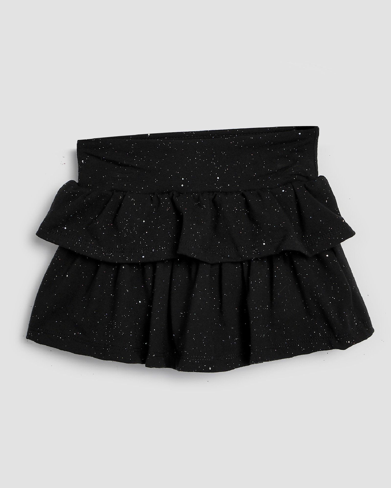 Short-saia infantil Isabel com babado e glitter 1-4A - Preto | Pool Kids