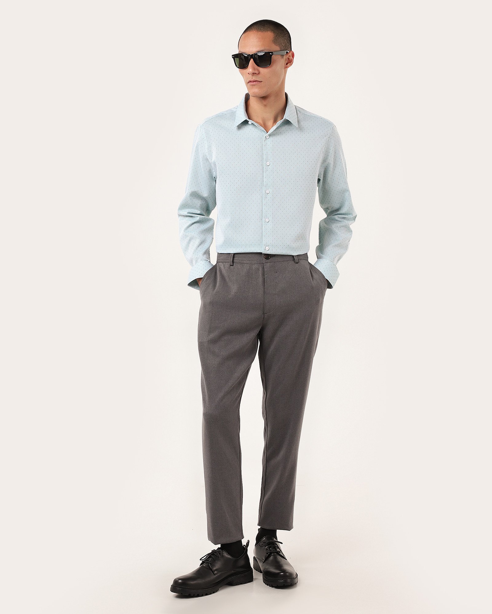 Calça masculina alfaiatada slim smart chino - Cinza Escuro