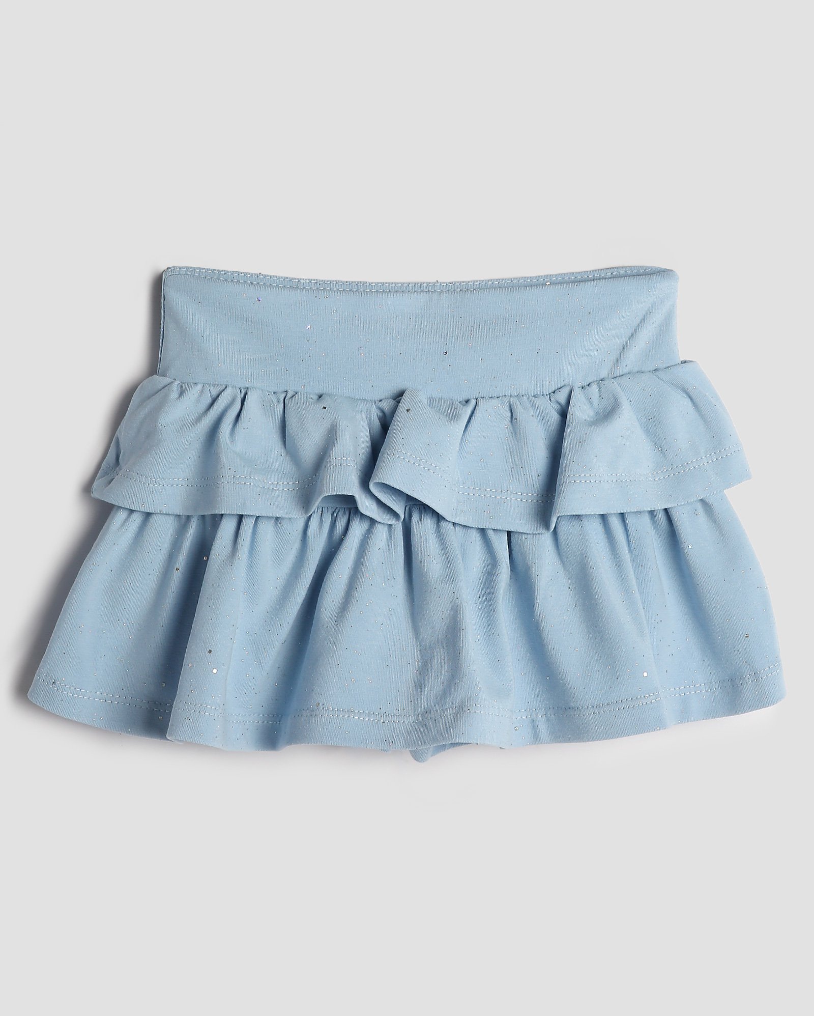 Short-saia infantil Isabel com babado e glitter 1-4A - Azul Claro | Pool Kids