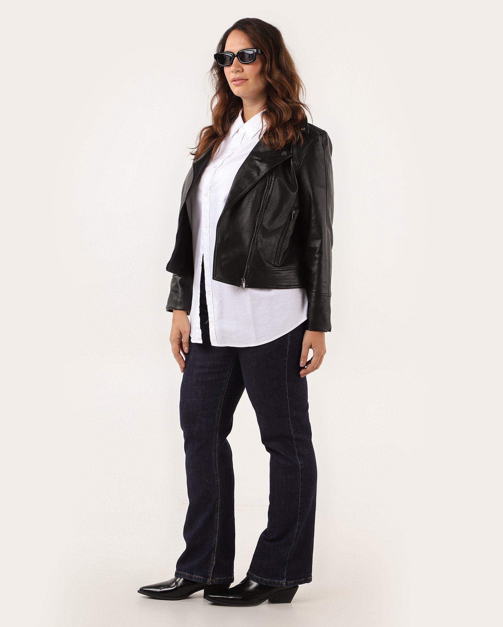 Calça jeans plus size feminina flare cintura alta denim escuro | Pool Jeans