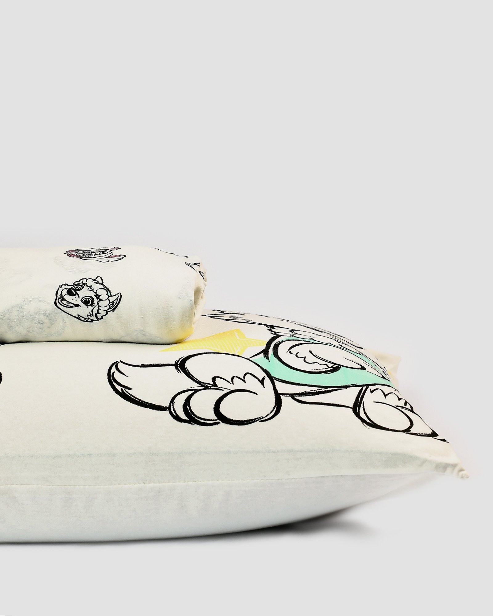Jogo de cama solteiro 2 peças malha Patrulha Canina off-white | Casa Riachuelo