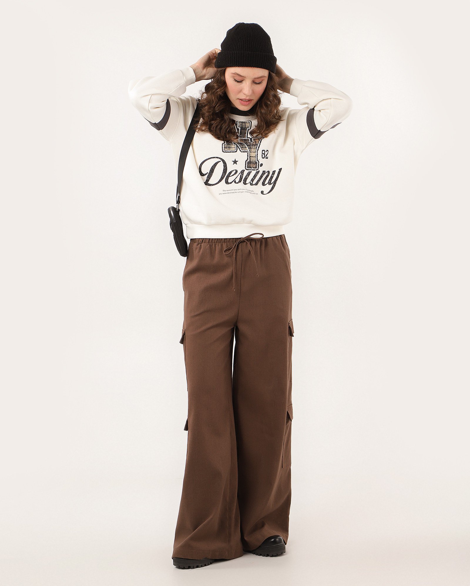 Blusa de moletom feminina com felpa NY off-white | Pool
