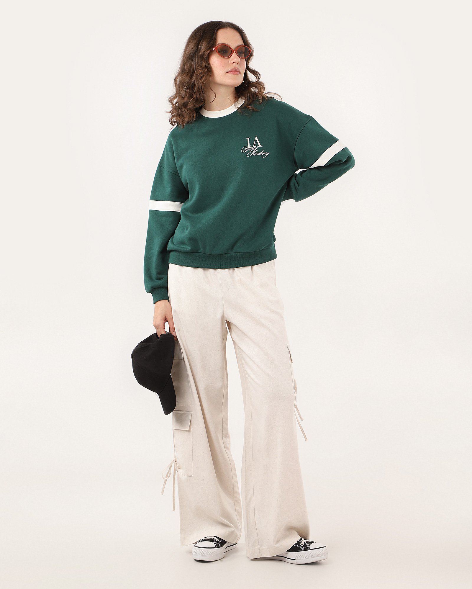 Blusa de moletom feminina com felpa LA verde | Pool