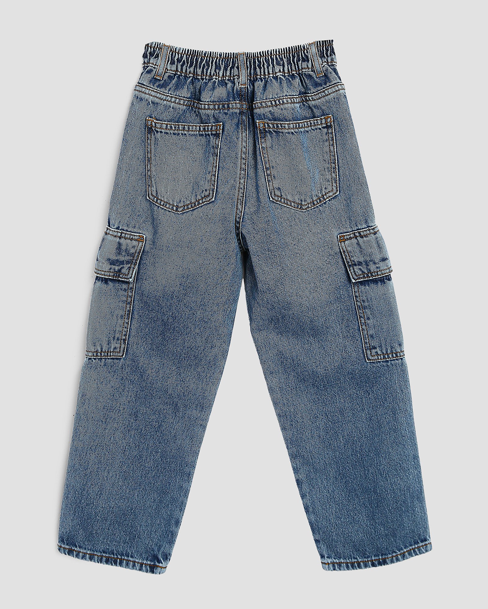Calça jeans infantil skater bolsos cargo 4-10A denim médio | Pool Kids