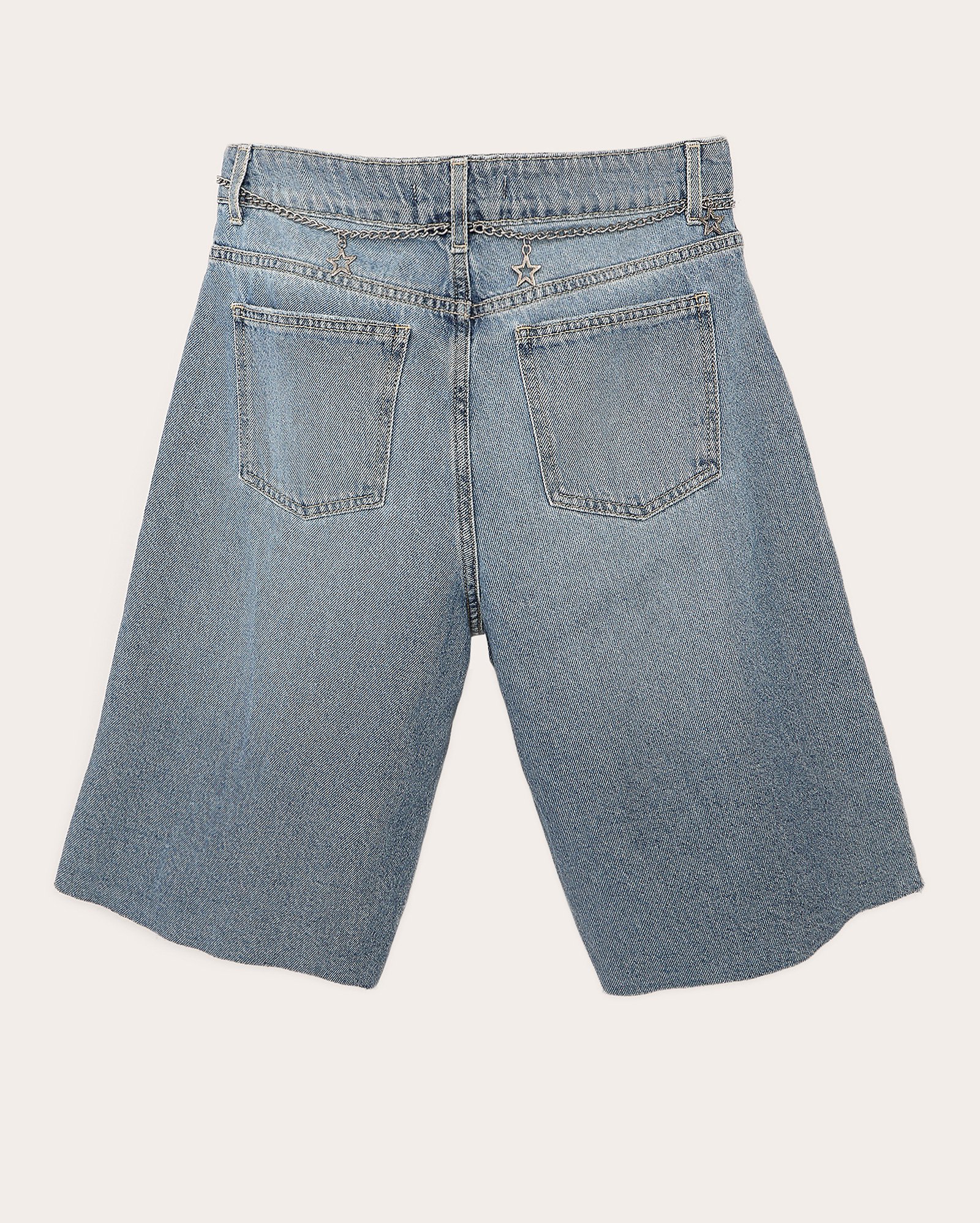 Bermuda jeans juvenil reto com cinto corrente de estrela denim médio | Pool