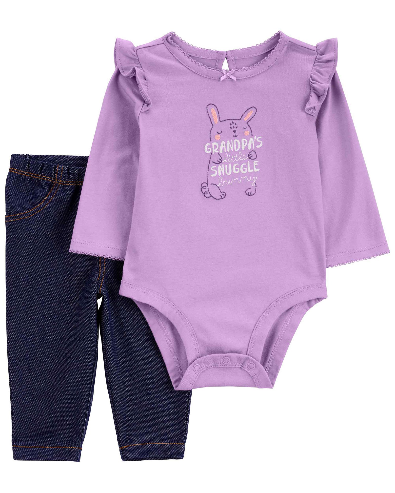 Conjunto longo bebê 2 peças bichinho com babados multicor | Carter's