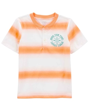 Camiseta infantil manga curta ride the tide listras branca | Carter's
