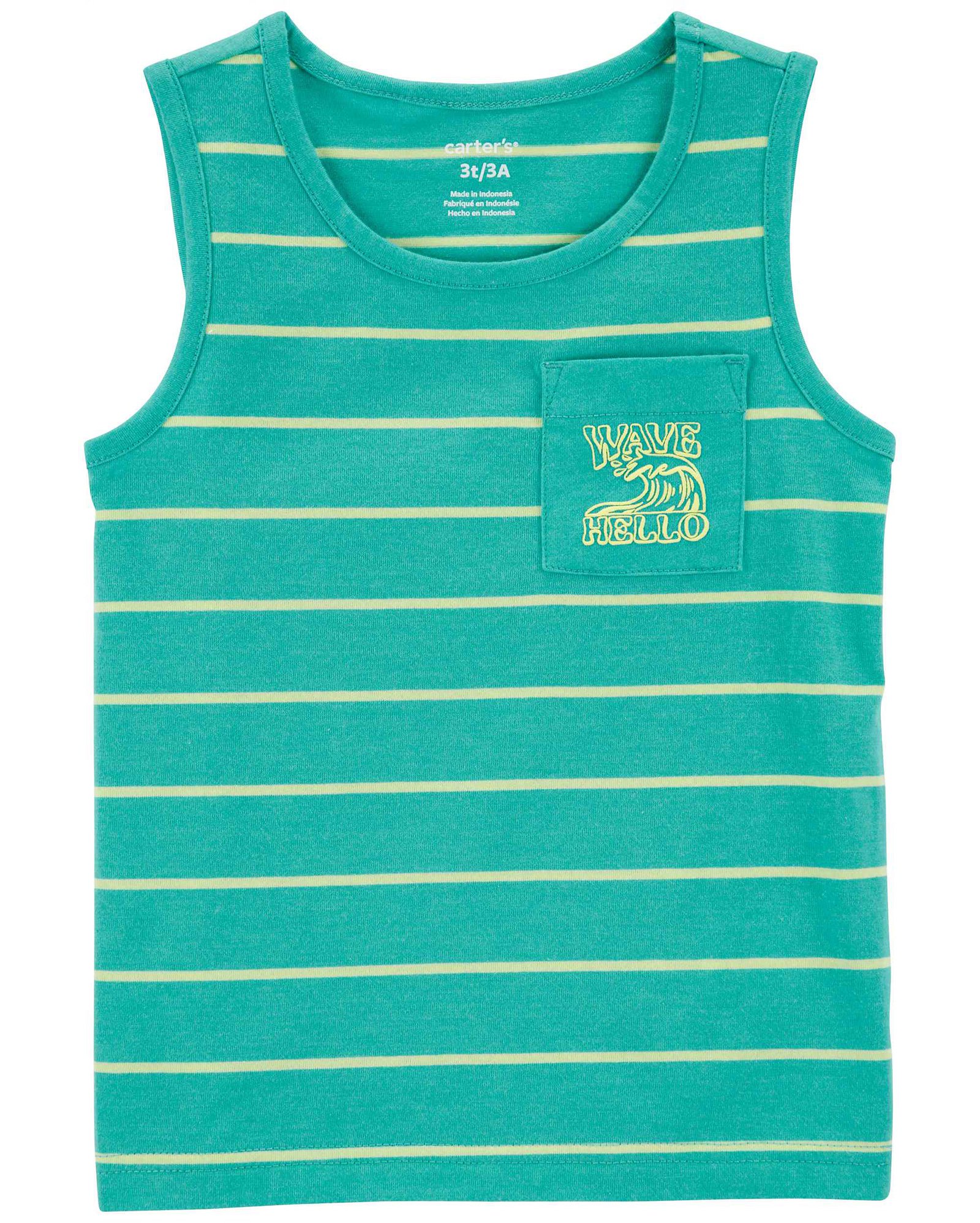 Regata infantil com bolso wave hello listrada azul | Carter's