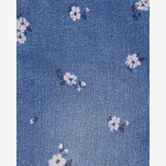 Jardineira jeans infantil floral denim médio | OshKosh