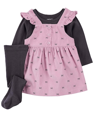 Salopete bebê 2 peças laços com meia-calça aveludada multicor | Carter's