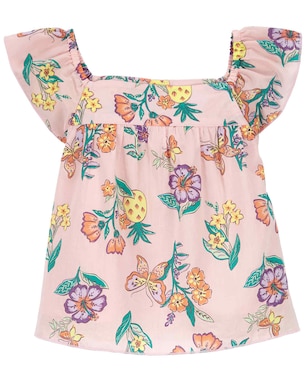 Blusa infantil com babados floral rosa | Carter's