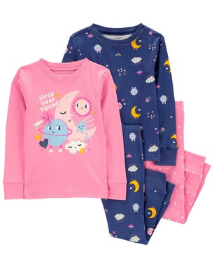 Pijama longo infantil 4 peças sleepover brilha no escuro multicor | Carter's