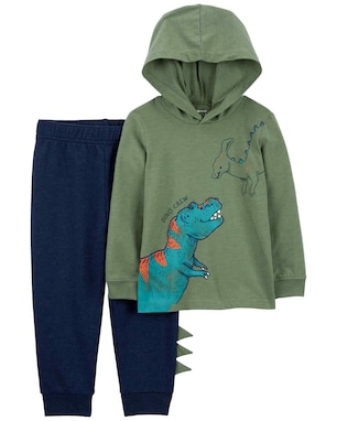 Conjunto longo infantil 2 peças capuz dinossauro multicor | Carter's
