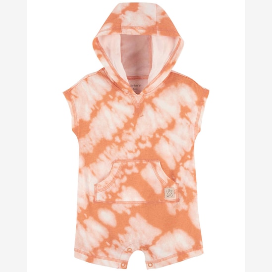 Macaquinho bebê com capuz e bolso tie dye laranja | Carter's