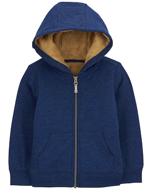 Blusa de moletom bebê capuz e sherpa azul | Carter's
