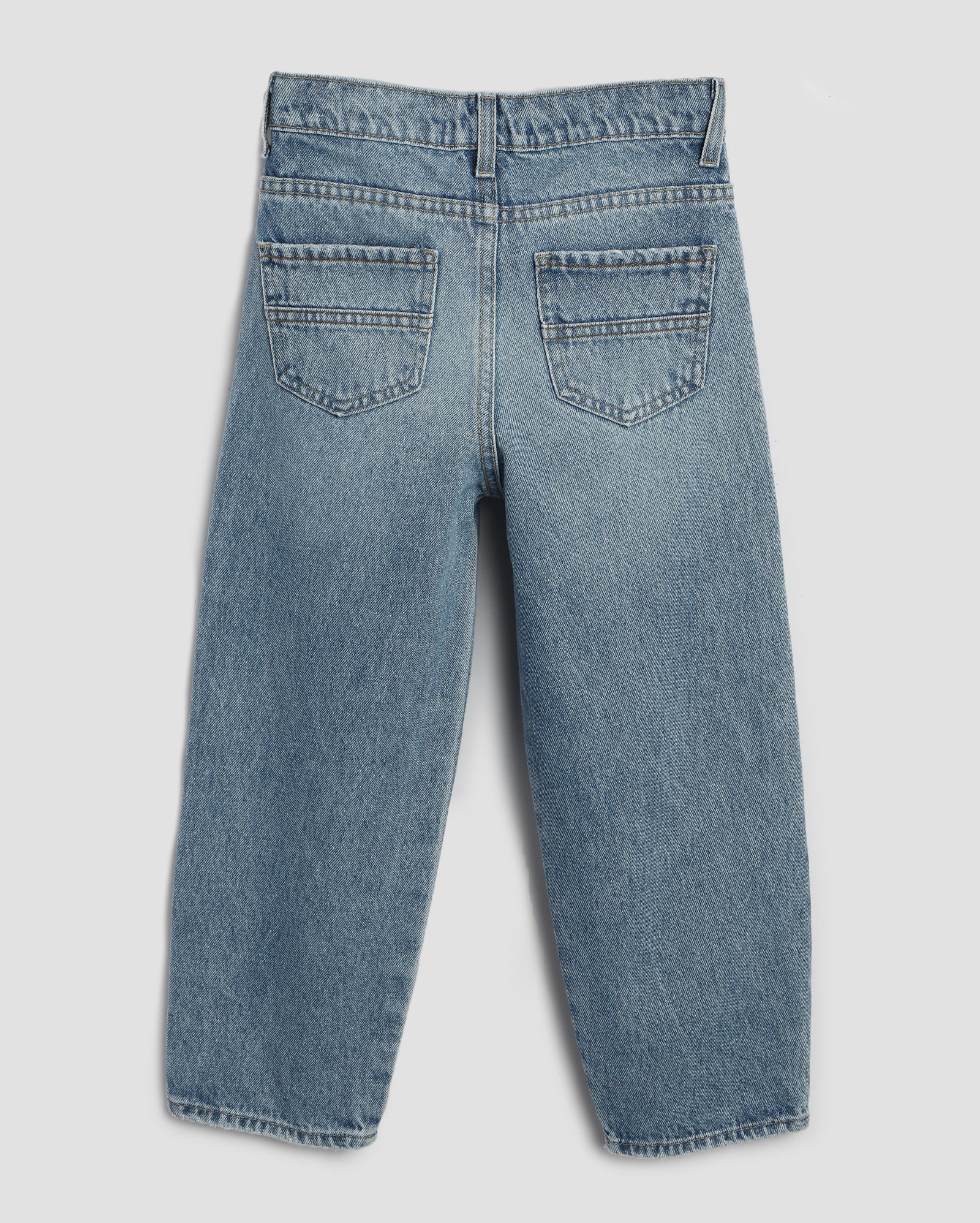 Calça jeans infantil loose com puídos 4-10A denim médio | Pool Kids